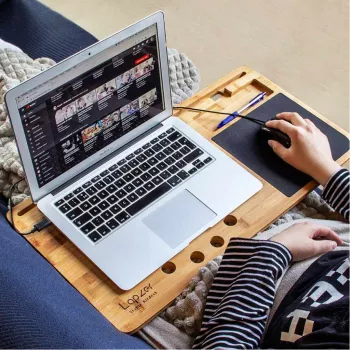 Suport pentru laptop din bambus cu mousepad 