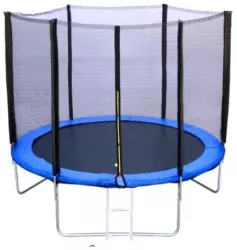 Trambulina pentru copii cu plasa de protectie externa si scara diametrul 305 cm sarcina maxima 150 kg albastru 