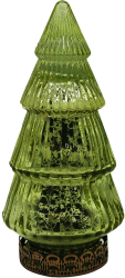 Brad Craciun metal sticla verde cu led 8x16 cm 