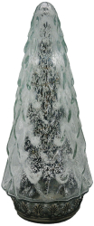 Brad Craciun sticla argintie cu led 11x24 cm 