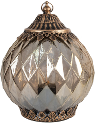 Candela cu led sticla cupru 15x19 cm 