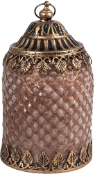 Candela cu led sticla metal maro 10x16 cm 