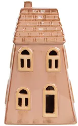 Casuta decorativa maro cu led portelan 10x6x16 cm 