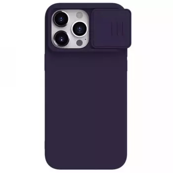 Husa pentru iPhone 15 Pro Max - Nillkin CamShield Silky MagSafe Silicone - Dark Night Purple 