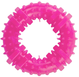 Jucarie pentru caini forma de Inel cu Tepi 9 cm roz 