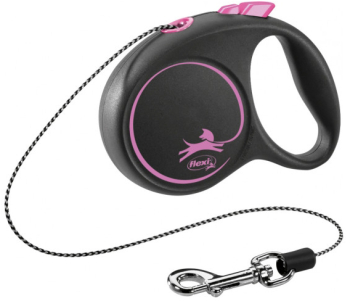 Lesa Flexi Black design Retractabila cu Snur XS 3m/8kg Roz 