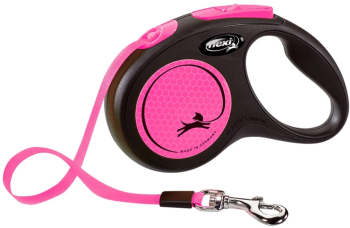 Lesa Flexi New Classic Neon cu Banda marimea S/5 m Roz 