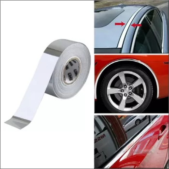 Rola Folie Crom Pentru Colantare Bandouri Sau Ornamente Auto 150 X 4Cm 