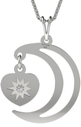 Lantisor cu pandantiv din argint model Moon and heart 