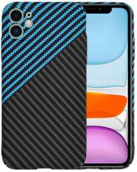Husa Super Slim pentru iPhone 11 Marmalis Carbon FiberShell Negru/Albastru 