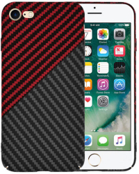 Husa Super Slim pentru iPhone 7 / 8 / SE 2 SE 2020 / SE 3 SE 2022 Marmalis Carbon FiberShell Negru/Rosu 