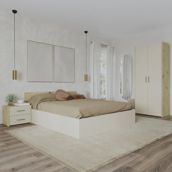Set dormitor haaus Malmo V1 Pat 200 x 160 cm Stejar Artisan/Argila 