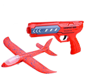 Avion din spuma cu pistol pentru copii rosu Dalimag 