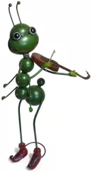 Decoratiune gradina metalica greiere cu vioara 27x17x68 cm 