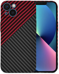 Husa Super Slim pentru iPhone 13 Marmalis Carbon FiberShell Negru/Rosu 