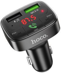 Modulator FM cu incarcator auto Hoco E59 2xUSB-A LED Display QC 3.0 18W 3.1A negru