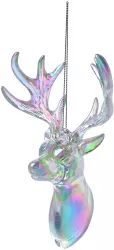 Set 6 ornamente brad Craciun Ren plastic argintiu 9x6x14 cm 