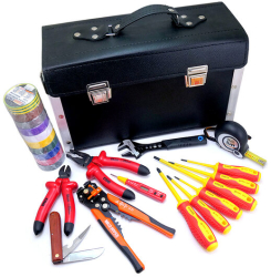 Trusa 24 scule pentru electrician 1000V + geanta din piele transport si depozitare 