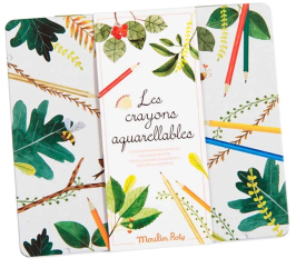 Creioane acuarela in cutie metalica Moulin Roty 