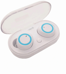 Casti audio in ear iLike IBE01 wireless Bluetooth 5.0 IPX4 Extra Bass toc de incarcare alb/albastru