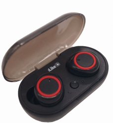 Casti audio in ear iLike IBE01 wireless Bluetooth 5.0 IPX4 Extra Bass toc de incarcare negru/rosu