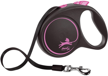 Lesa Flexi Black Design Retractabila cu Banda marimea L 5 m/50 kg Roz 
