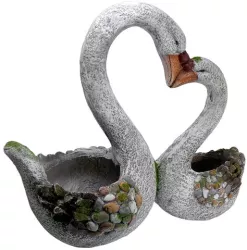Decoratiune gradina ceramica lebede 49x23x44.5 cm 