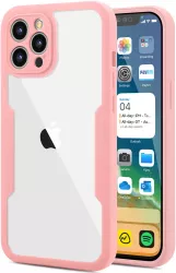 Husa Max Defence pentru iPhone 11 Pro Bumper Roz Fata Dubla Transparenta Protectie Antisoc Full 360 fata spate margini Flippy 