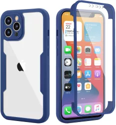 Husa Max Defence pentru Samsung Galaxy A13 4G Bumper Albastru Fata Dubla Transparenta Protectie Antisoc Full 360 fata spate margini 