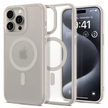 Husa pentru iPhone 15 Pro Max - Spigen Ultra Hybrid - Frost Natural Titanium 