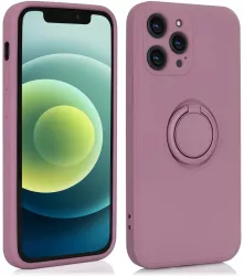 Husa protectie Flippy compatibila cu Samsung Galaxy A12 Liquid Silicone Ring cu suport rotativ Mov 