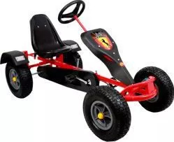 Kart cu pedale Kart Go model 160XXL cu un loc pentru copii si juniori roti din cauciuc gonflabile scaun reglabil culoare rosu 