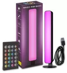 Lampa de Birou Flippy RGB Colorat 14 LED Putere 5V Telecomanda cu 24 de Taste Cablu USB Negru 25.5x4x3.5cm 
