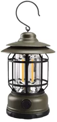 Lampa portabila camping Felinar Vintage cu carlig ABS Iluminare 21 COB LED Intensitate reglabila 5W Flippy Verde 