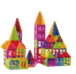Set 100 de Piese Magnetice de Constructie Flippy Magnetic Tiles Piese Mari Forme Geometrice 3 Ani ABS Magnet 20.5 x 14.5 x 12 cm 