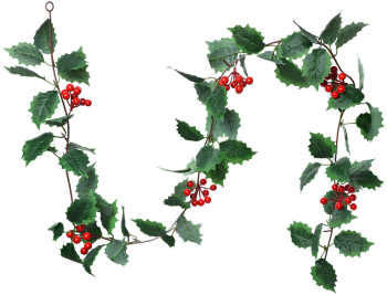 Set 2 ghirlande Ilex artificial verde rosu 170 cm 