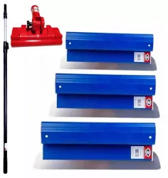 Set 3 gletiere profesionale inox 25 40 60 cm suport maner telescopic 1.2-2.2 m Ergolite 