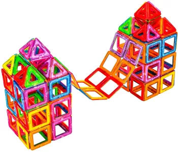 Set 40 Piese Magnetice de Constructie Flippy Piese Mici Magnetic Blocks Forme Geometrice 3 Ani ABS Magnet 20.5 x 14.5 x 12 cm Multicolor