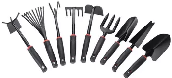Set 9 Unelte de Gradina Flippy pentru Plantare Prelucrare Sol si Ingrijire Plante Material PVC si cardboard 25 x 14.5 cm negru 