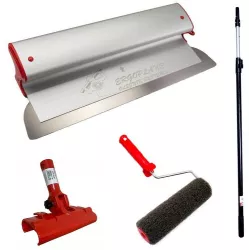 Set gletiera profesionala aluminiu lama inox 125 cm x 0.3 mm suport maner prelungitor 1.2-2.2 m rola gletuit Ergoplane 