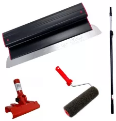 Set gletiera profesionala inox 40 cm x 0.3 mm suport maner prelungitor 1.2-2.2 m rola gletuit Ergoplast 
