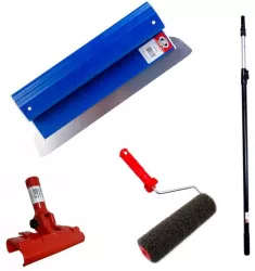 Set gletiera profesionala inox 60 cm x 0.4 mm suport maner prelungitor 1.2-2.2 m rola gletuit Ergolite 