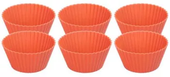 Forma coacere pentru briose silicon rosu set 6 buc 6.5x6.5x3 cm MagicHome 