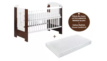 Patut KLUPS Little Giraffe Wenge + Saltea 8 MyKids Confort II 