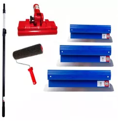 Set 3 gletiere profesionale inox 40 60 80 cm suport maner telescopic 1.2-2.2 m rola gletuit Ergolite 