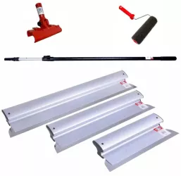 Set 3 gletiere profesionale inox 40 60 80 cm suport maner telescopic 1.2-2.2 m rola gletuit Ergoplane