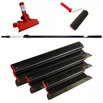 Set 3 gletiere profesionale inox 40 60 80 cm suport maner telescopic 1.2-2.2 m rola gletuit Ergoplast 