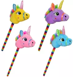 Unicorn de calarit cu bat cu sunet mov/albastru/roz/galben 80 cm 