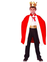 Costum carnaval Rege pentru copii 7 - 9 ani cu pelerina si coroana 