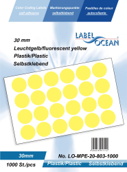 Etichete Autoadezive Buline Colorate Diametru 30 mm Plastic 1000 Bucati Galben Fluorescent 1000 